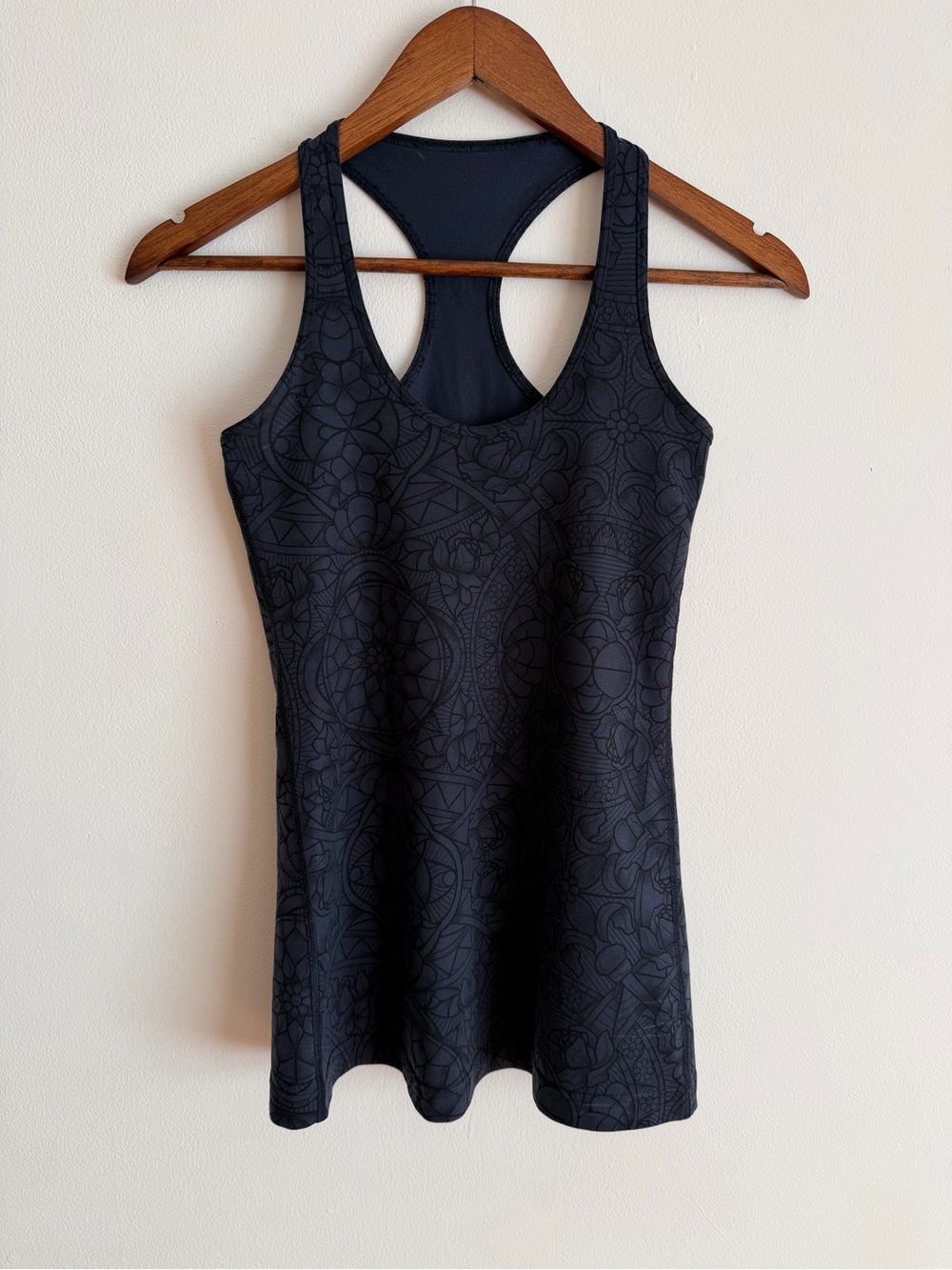 Lululemon Cool Racerback Tank Top Prisma Inkwell Black Luon Yoga Size 4 XS